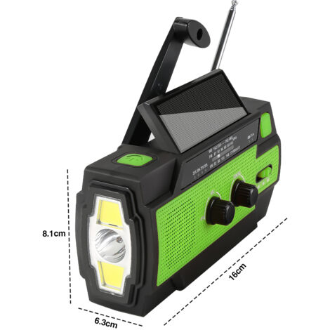 Hengda 3x Radio à manivelle Camping 4000mAh Radio intégrée solaire FM87-108MHz Randonnée Dynamo