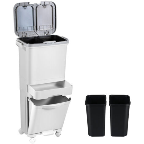 Froadp Poubelle de cuisine encastrable et extensible - 2 compartiments - Système de tri sélectif - Avec rails télescopiques - 48 x 34,2 x 35,1 cm - 2 x 15 l Froadp Poubelle de cuisine encastrable et extensible - 2 compartiments - Système de tri sélectif - Avec rails télescopiques - 48 x 34,2 x 35,1 cm - 2 x 15 l