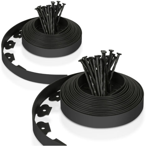Bordure De Pelouse Anwicar – 3 M, Hauteur 30 Cm, Plastique Noir Flexible, Installation Sans Outil