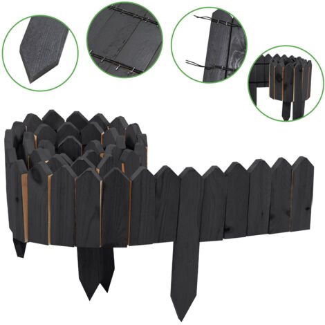 Bucherry Lot De 4 Bordures De Jardin En Bois Rustique, 20,1 Cm H X 1,2