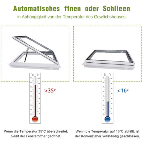 Ouvre-Vent Automatique Pour Serre - 2 Ressorts Solaires - Température Réglable 15-23°C - Pour Aération Auto