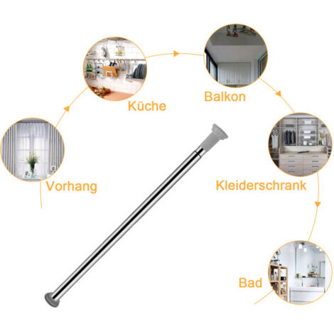 Relaxdays Tringle Télescopique Rideaux - 66-110cm Inox - Sans Perçage Pour Douche, Porte
