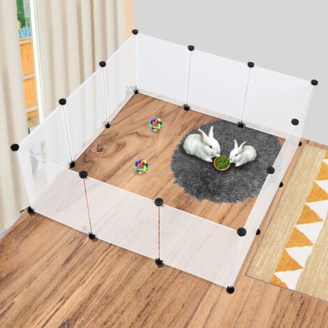 Tapis De Parc Imperméable Pour Animaux 150x100 Cm - PVC Renforcé - Bords Amovibles - Noir - Cage Lapin