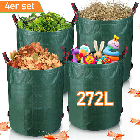 Hengda 4X Sacs de jardin Sacs à déchets Sacs à feuilles 272L Poubelle de  jardin XXL
