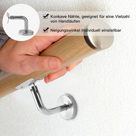 Hengda Support Main Courante 10 Pièces Inox 304 pour Rampe Escalier Support Mural Rampe Bois Argent