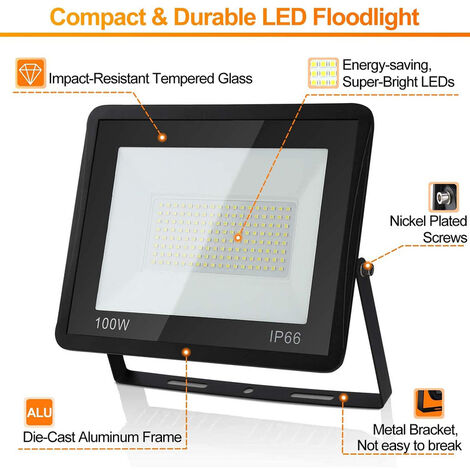 Hengda Projecteur de chantier à LED IP66 Projecteur LED extérieur avec trépied 2X100W blanc froid