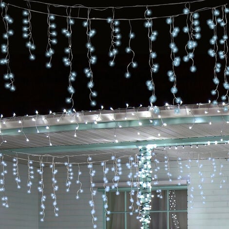 Guirlande lumineuse Rideau 200 LED décoration de glaçon de pluie de glace  guirlandes de fenêtre de Noël à l'extérieur, blanc froid
