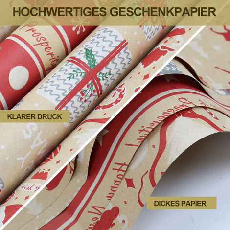 Hengda Papier cadeau Papier de Noël Rouleau Papier d'emballage Fête des  récoltes Taille : 70 x