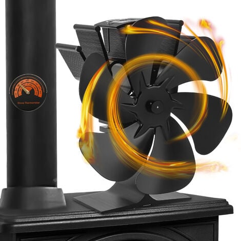 Ventilateur de poêle sans électricité Autres accessoires de cheminée Poêle  Souffleur pour cheminée avec thermomètre