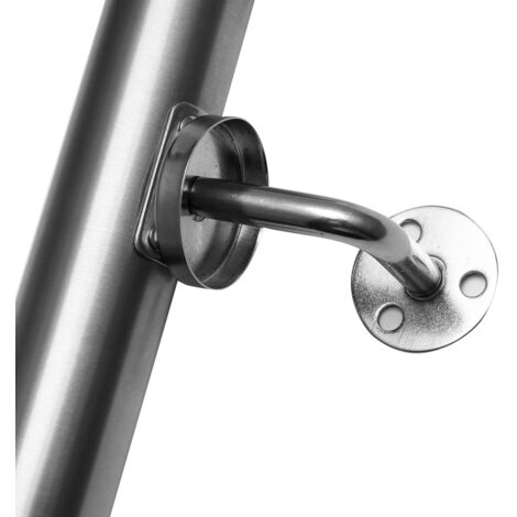 Hengda Main courante inox rampe d'escalier rond intérieur & extérieur Ø 42 mm support mural argenté 50cm