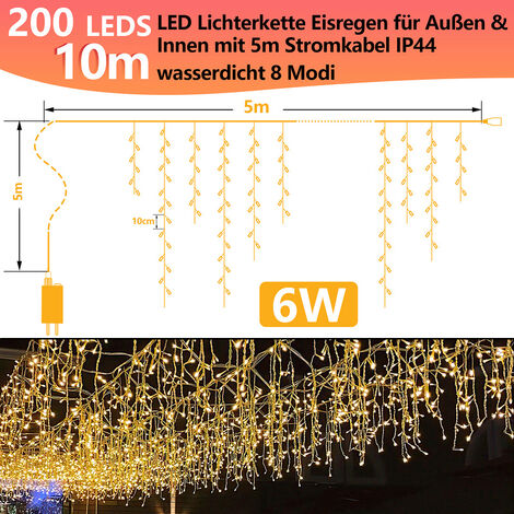 15m 400 LED Pluie Verglaçante Guirlande Lumineuse Glaçon Noël Guirlande  Lumineuse Lampe Guirlande Lumineuse Fête IP44 Extérieur Intérieur Blanc  Chaud