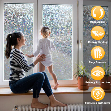 Film de fenêtre d'oiseau translucide Non adhésif de confidentialité Film de  verre décoratif Film statique autocollant de fenêtre d'oiseau -  France