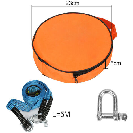 Hengda Corde de Remorquage Voiture. Sangle de Remorquage Auto 5M 8T avec 2 manilles. Gants Antidérapants et Sac Rangement. L'externalisation des Tissus