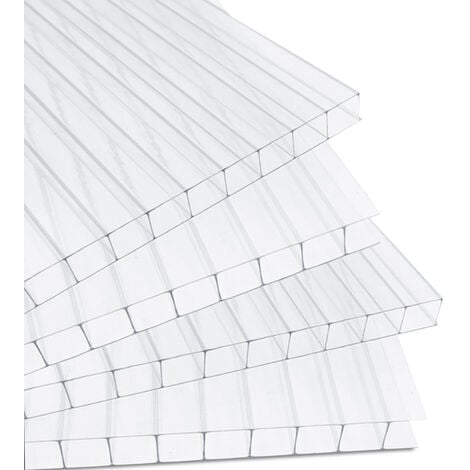 Plaque de polycarbonate creux 10,25 m² 14 unités Plaques à double paroi 4mm  d'épaisseur Serre abri