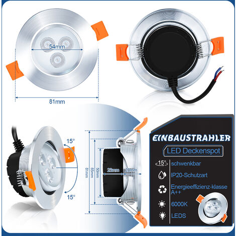 Spot LED encastrable Midi Blanc 3 W dimmable 