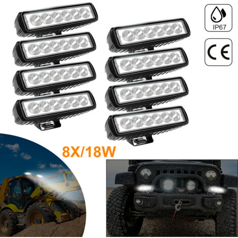 6x 18W 1620LM Lampe de travail 6 LED barre de phares antibrouillard pour  camion voiture tout-terrain moto