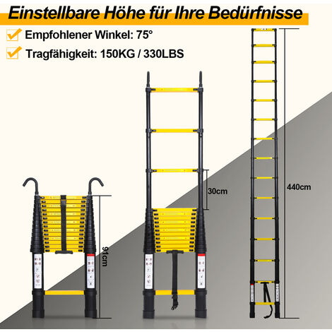 Einfeben - Echelle Télescopique jusqu'à 150 kg Escabeau stable en