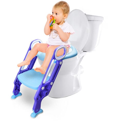 Reducteur toilette enfant avec Marche, Coussin - Siège de toilette Pliable,  Hauteur réglable pour Garcon Fille - dès 3 ans