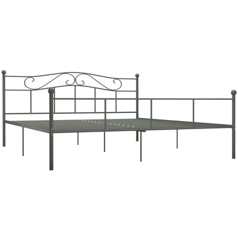 Bed Frame Grey Metal 180x200 Cm, Greenforest Metal Bed Frame Instructions Pdf