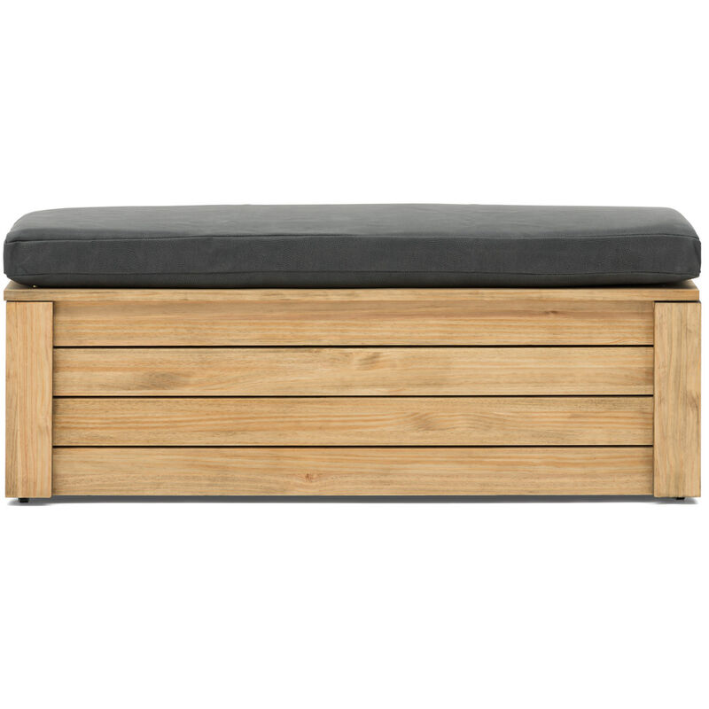 Banc coffre rangement avec couvercle et roues ECO Pin vieilli 40x120x37 cm  - RETIF