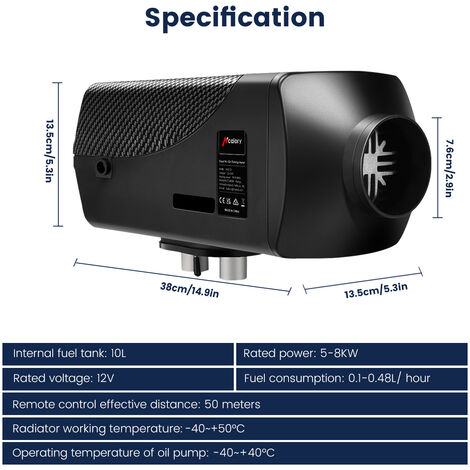 Chauffage Diesel 12v 5kw Thermostat LCD & Télécommande, Silencieux &  Accessoires Complets, pour Camions RV Bateaux Chambres