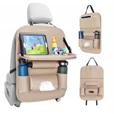 1 pièce Boîte de rangement de voiture multifonctionnelle pour siège arrière,  comprenant une table de voiture, un porte-gobelet de dossier de chaise, un  cintre pour parapluie/petit sac, un support de téléphone et