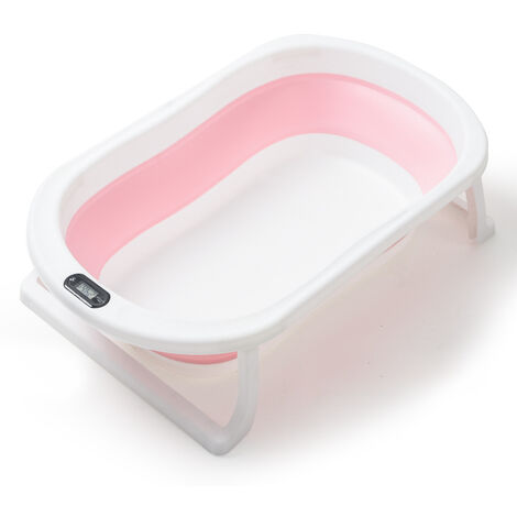 Baignoire Bebe Pliable Portable Pour Nouveau Ne Bebe Avec Sensible A La Temperature Rose