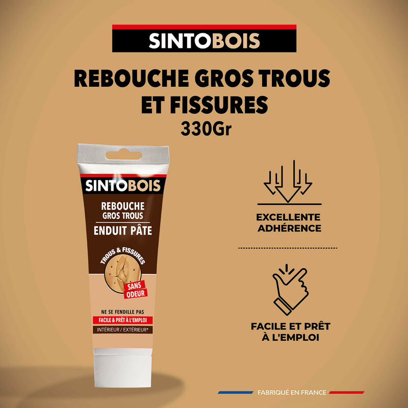 SINTOBOIS Rebouche bois trous et fissures - 500 g - Bois clair