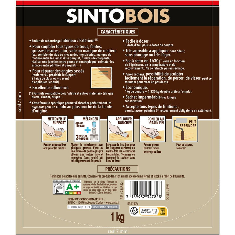 Sintobois rebouche imperfections Sinto - Naturel - 80 g de Réparation du  bois