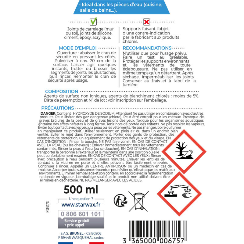 Anti-moisissures Spécial Joints - 500 ml + 20 % gratuit - STARWAX