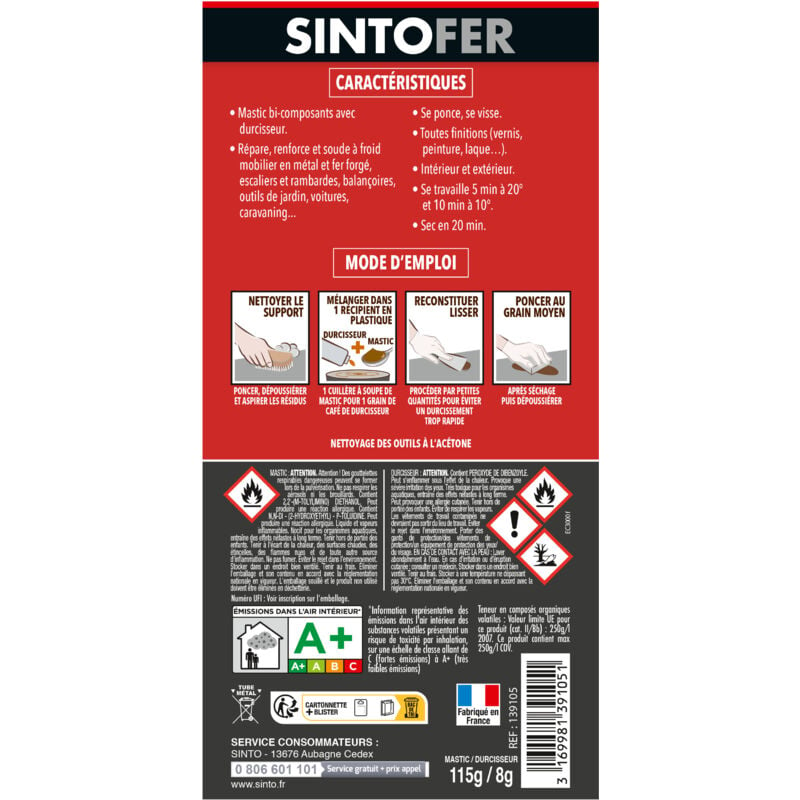 SINTO SA Sintofer Mastic Fer Standard (mastic : 970g / durcisseur