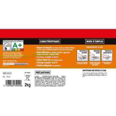 REBOUCHE SOLS ET MURS - Blanc - 2kg - SINTO