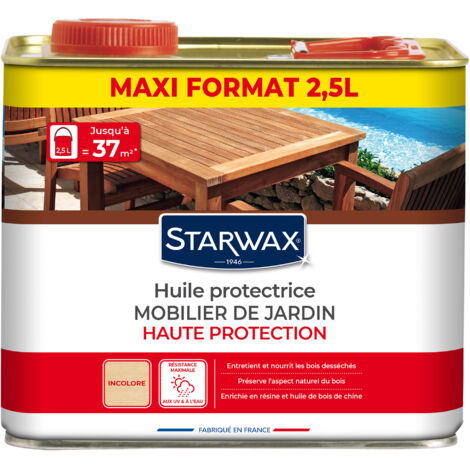 Huile haute protection pour mobilier de jardin en bois 2,5L STARWAX
