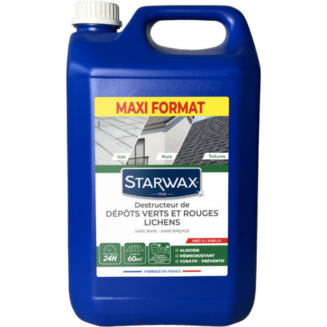Destructeur de dépôts verts, algues rouges, lichens prêt à l'emploi Maxi Format 6L  STARWAX