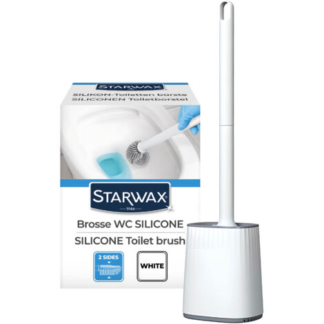 Balayette WC silicone avec support mural X1 Blanche STARWAX (1/7)