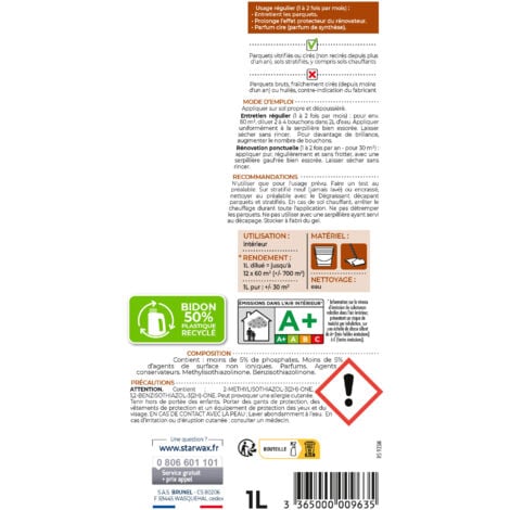 Entretien brillant pour parquets et sols stratifiés 1L
 STARWAX
