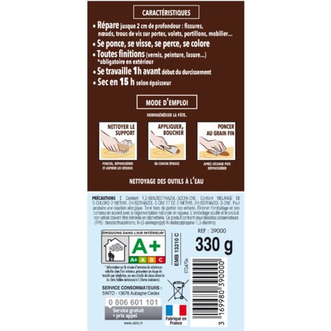 Pâte à Bois Naturel 250g Blanchon  achat, vente sur parquet -chene-massif.com