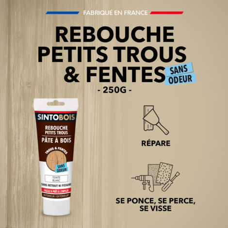 Pâte à bois pour reboucher imperfections et fissures 250g Blanc SINTO
