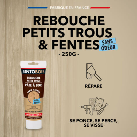 Pâte à bois à l'eau pour reboucher imperfections et fissures 250g Chêne clair SINTO