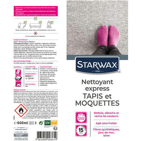 Nettoyant express tapis moquette Starwax - Quincaillerie Louveau
