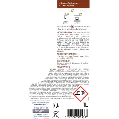 Nettoyant express inserts pour poêle et cheminée 1L
 STARWAX