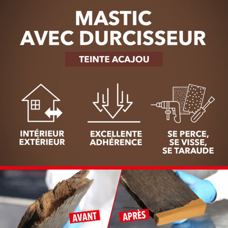 Reconstitue bois pour parties manquantes (angles, gros trous) 190g Acajou SINTO