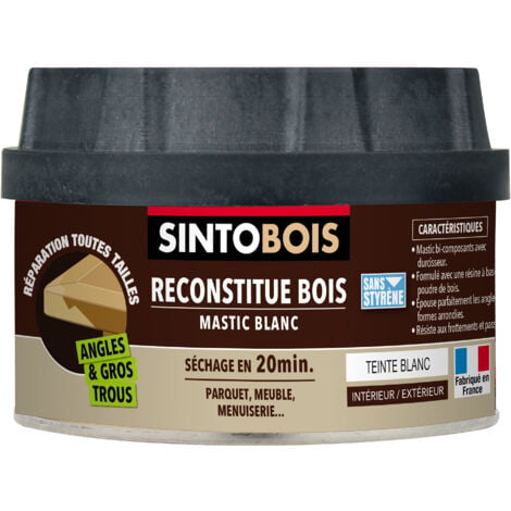 SINTO Pâte à Bois pour Reboucher Imperfections et Fissures Naturel - 80g -  Ponçage Facile - Sèche en 2 Heures - Prête à l’Emploi