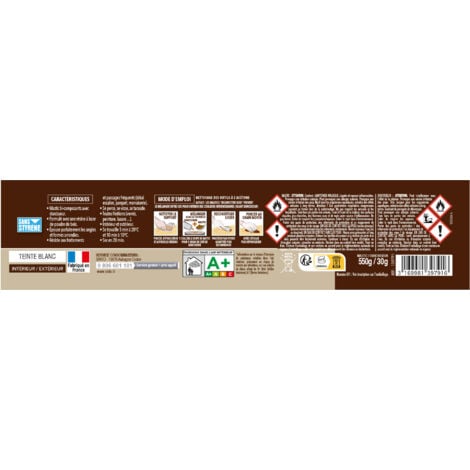 Reconstitue bois pour parties manquantes (angles, gros trous) 550g Blanc SINTO