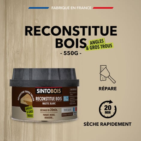 Reconstitue bois pour parties manquantes (angles, gros trous) 550g Blanc SINTO