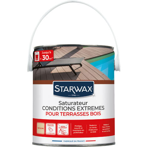 Saturateur haute protection pour terrasses en bois teinte incolore 2,5L STARWAX