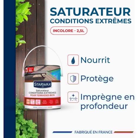 Saturateur haute protection pour terrasses en bois teinte incolore 2,5L STARWAX