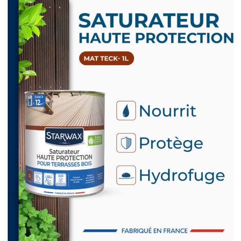 Saturateur application facile pour terrasses et bois extérieurs teck 1L  STARWAX