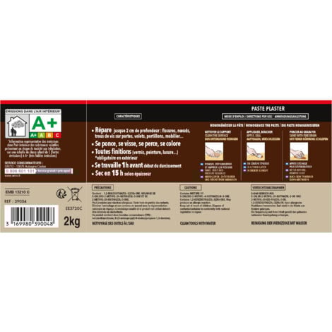 Rebouche bois pour gros trous et fissures Bois clair 2 KG SINTO
