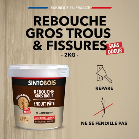 Rebouche bois pour gros trous et fissures Bois clair 2 KG SINTO